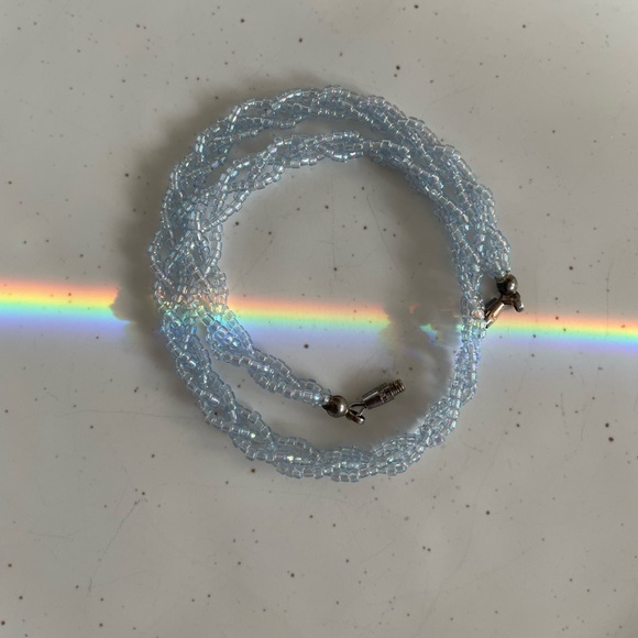 Vintage Braided Seedbead Peach Coral Amethyst Blue Necklace Bracelet Set XS - Picture 8 of 9